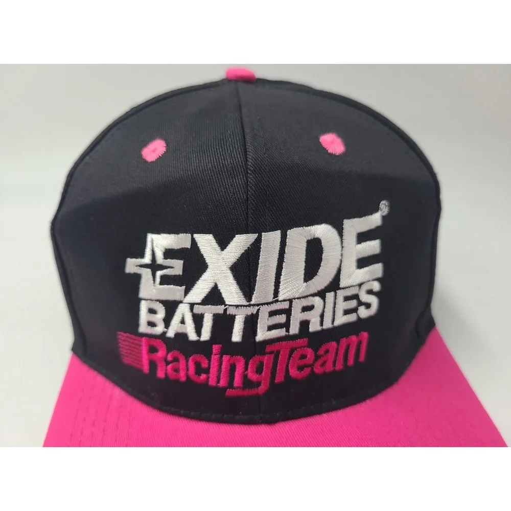 Vintage Exide Batteries Racing Team‎ Snapback Hat Cap Cotton 90s Men Black Pink